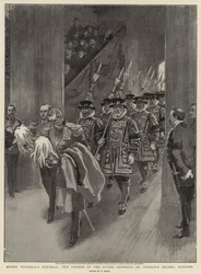 Beerdigung von Königin Victoria, die Yeomen der Garde betreten die St. George